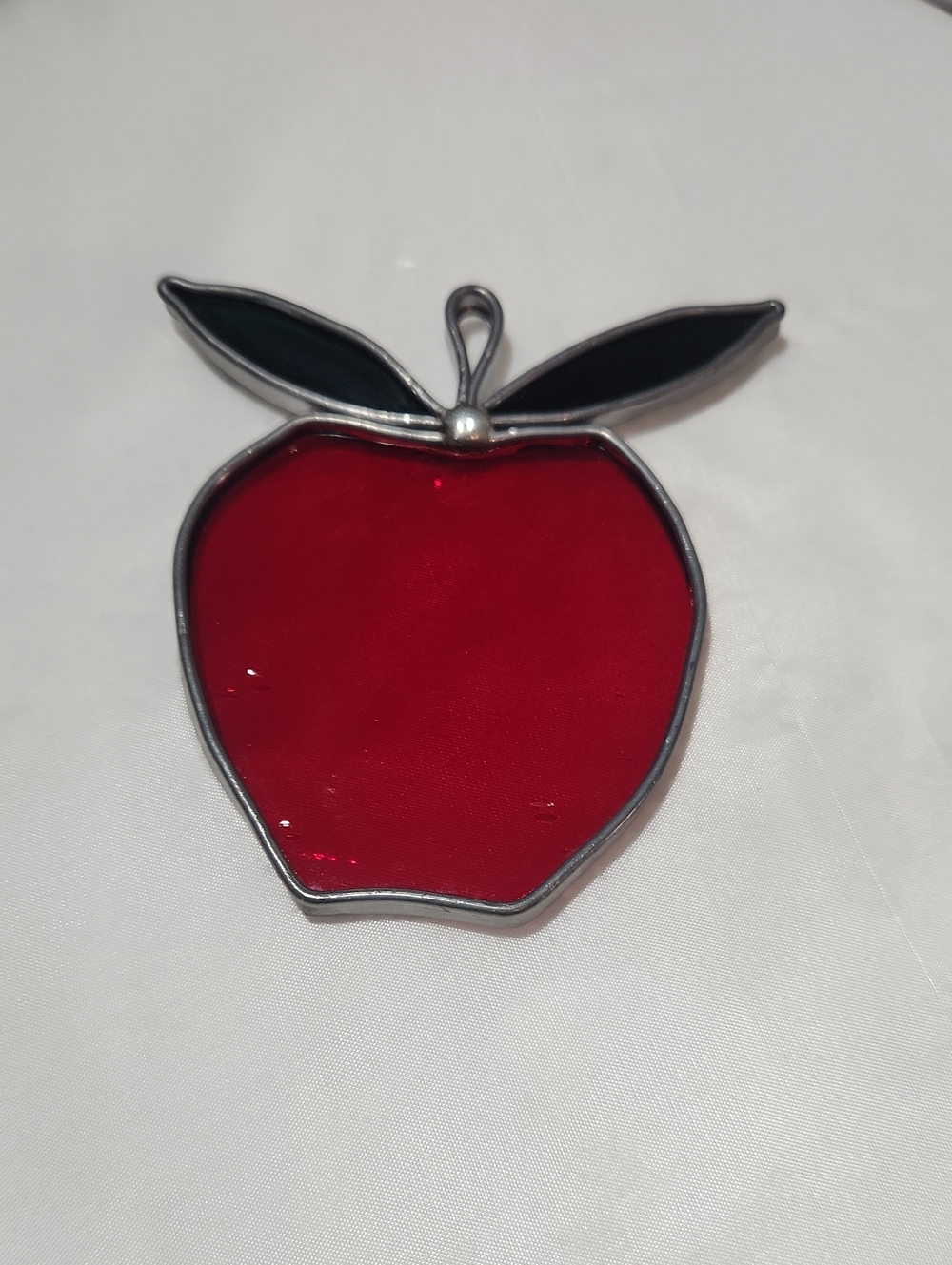 Red Apple Stained Glass Ornament - Home Accents